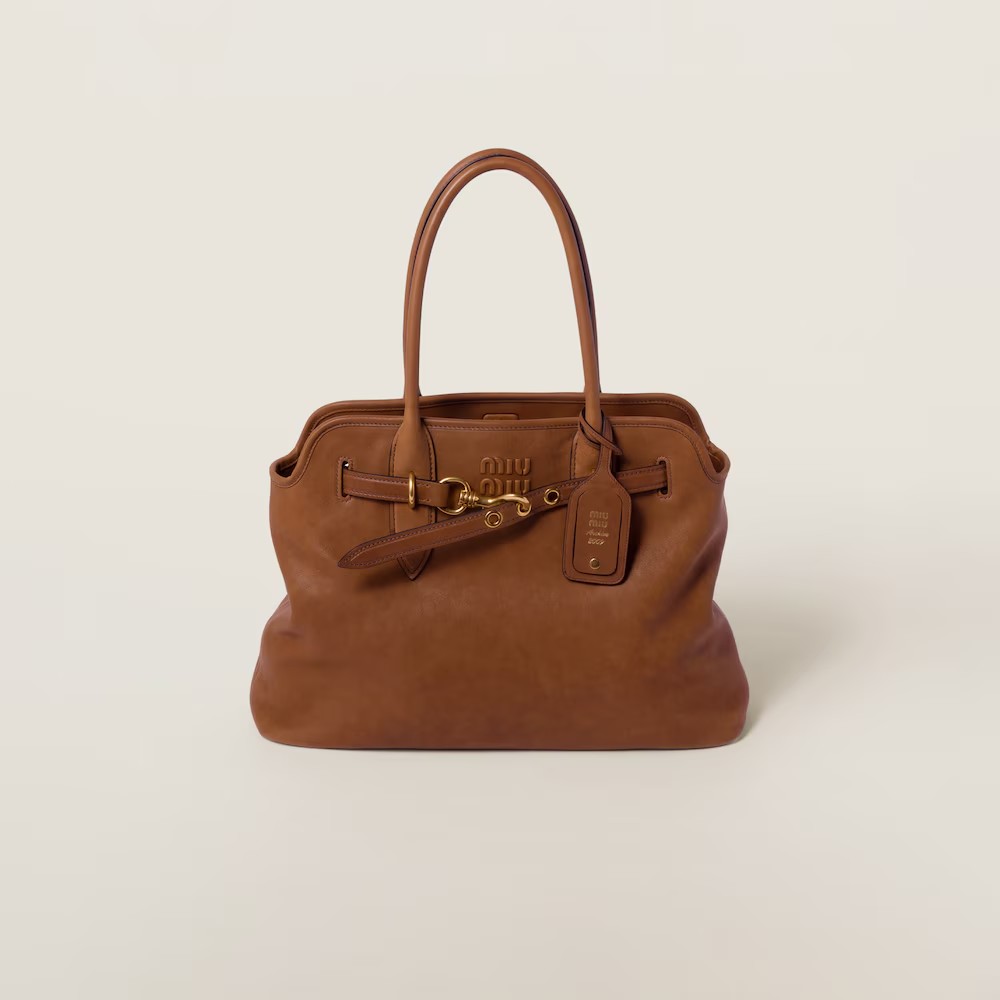 Aventure Nappa Leather Handbag Oak Color Aventure Nappa Leather Handbag Oak Color