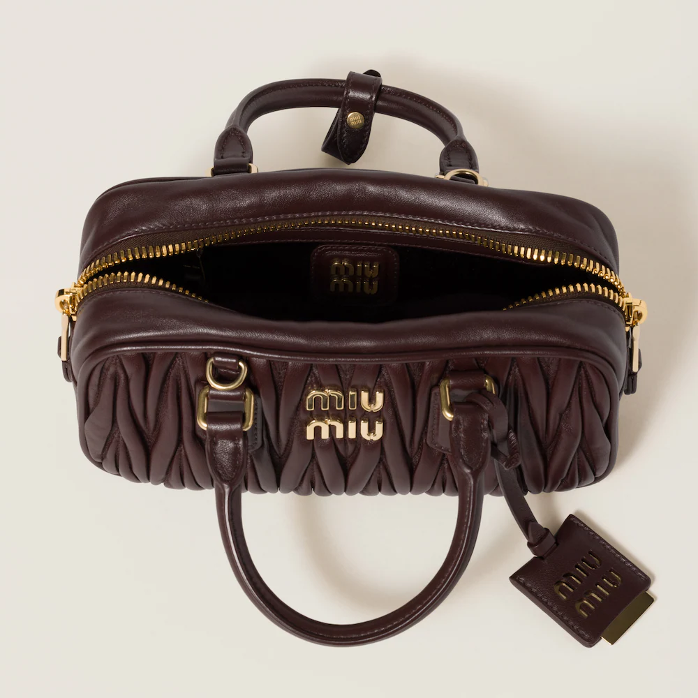 Arcadie Matelassé Small Soft Lamb Leather Handbag Shrubby Oak Color