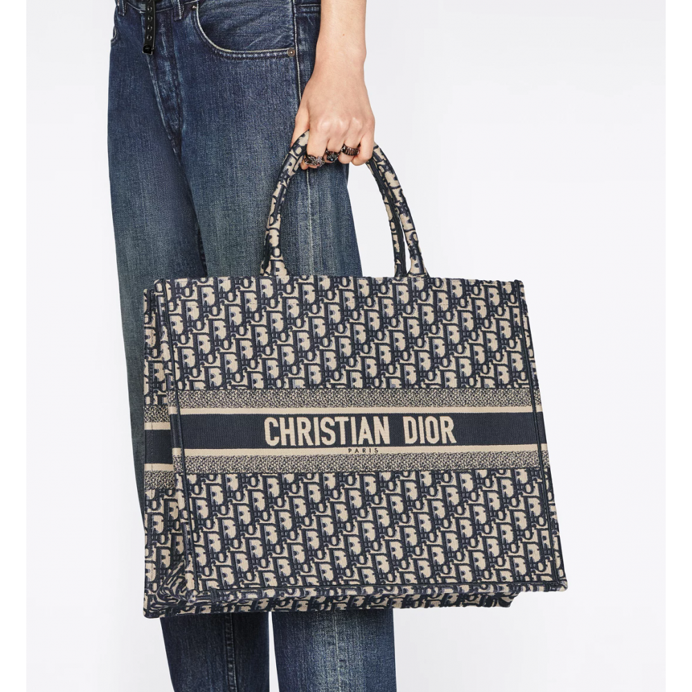 Ecru And Blue Dior Book Tote