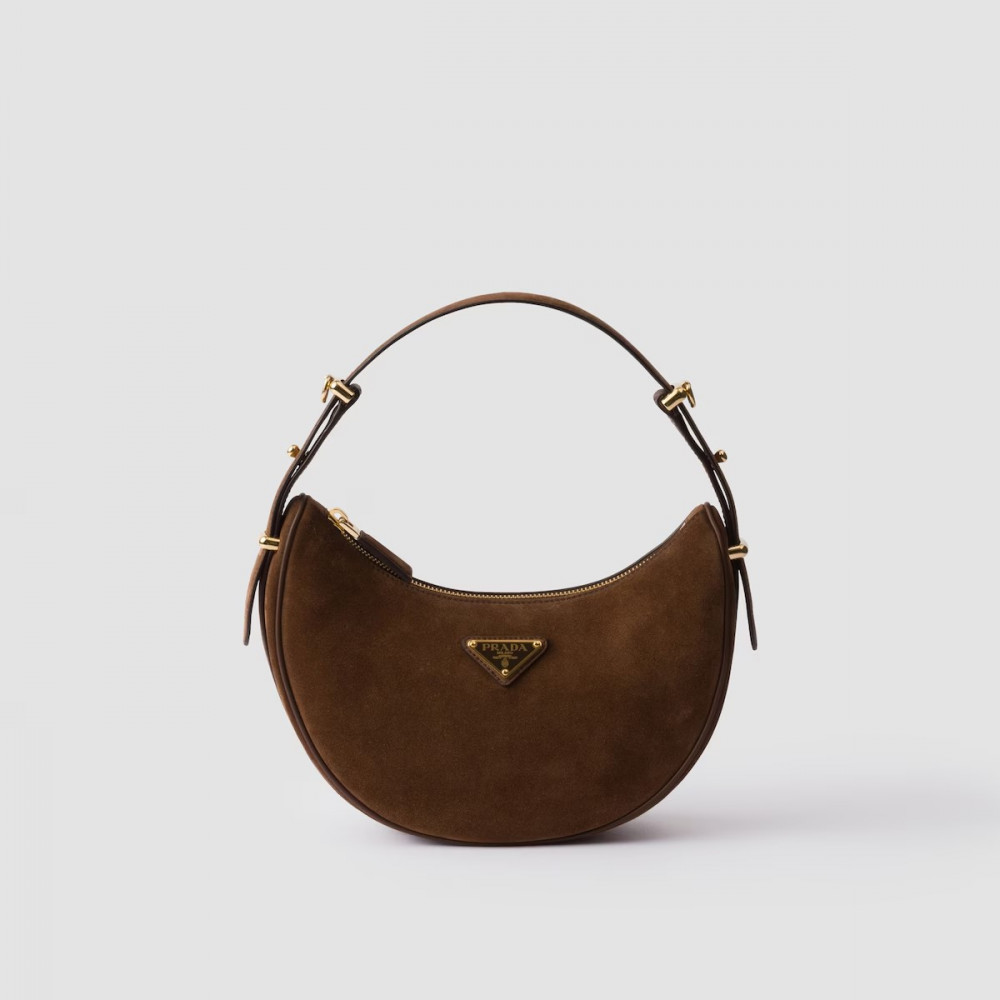 Prada Arqué Suede Leather Shoulder Bag