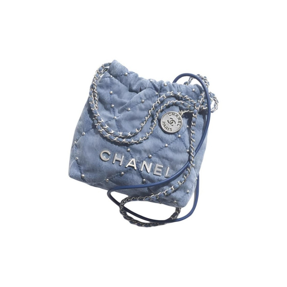Chanel Mini 22 Handbag Denim With Rivet Chanel Mini 22 Handbag Denim With Rivet