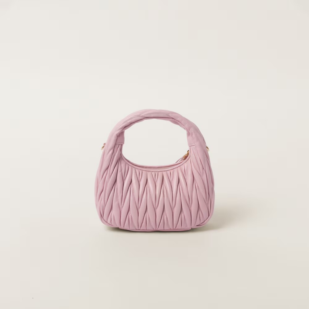 Wander Matelassé Soft Lamb Nappa Small Crescent Moon Bag Snow Pink