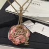 Chanel Necklace, Double Logo, With Diamonds, Top Quality