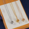 Lv Necklace, Round With Diamonds, Gold Rose Gold, Silver