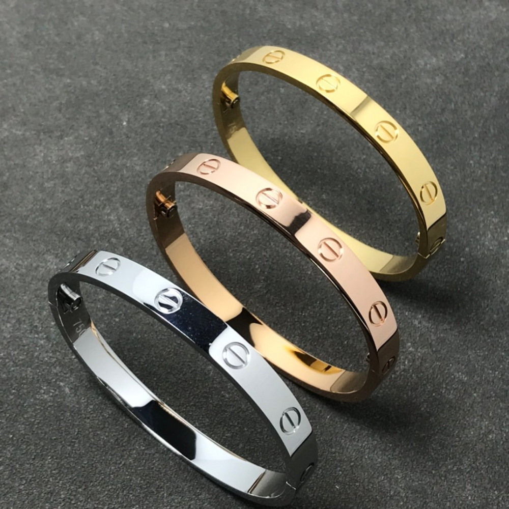 Love Bangle, Medium Size , Without Diamonds, Gold, Rose Gold, Silver