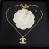 Chanel Necklace, Logo, With Diamonds, Top Quality