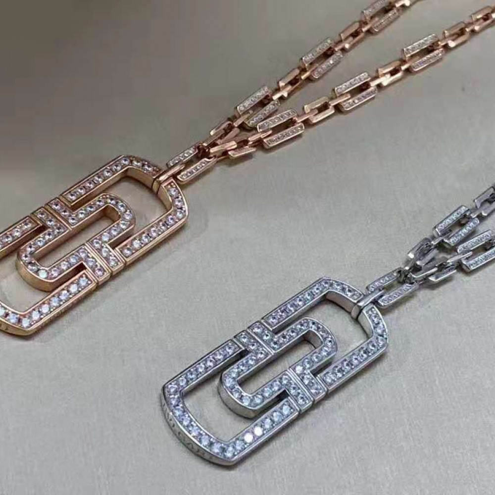 Bvlgari Necklace, Paper Clip, Full Diamonds, Bvlgari Necklace, Paper Clip, Full Diamonds,
