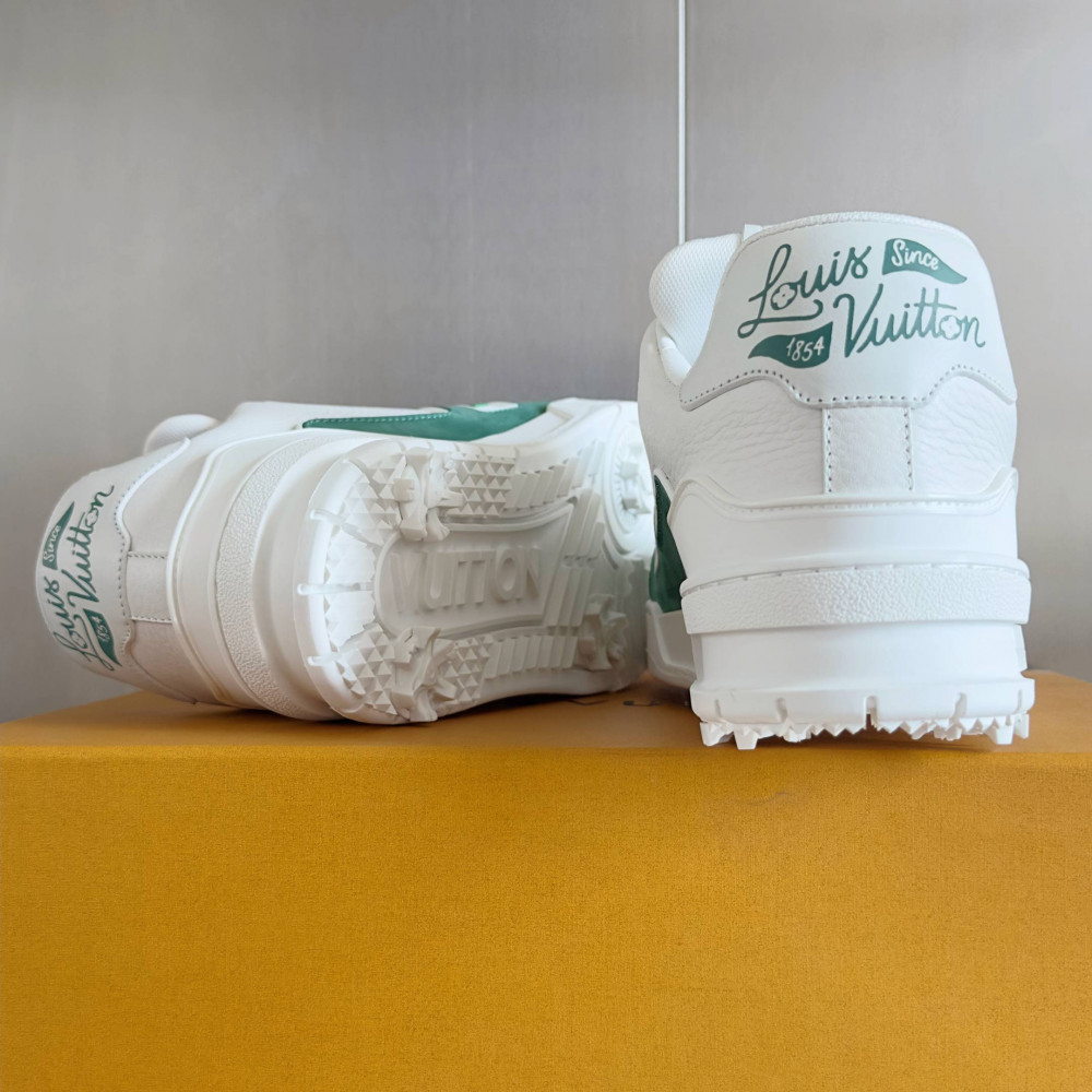 LV Trainer Sneaker Green and White-029