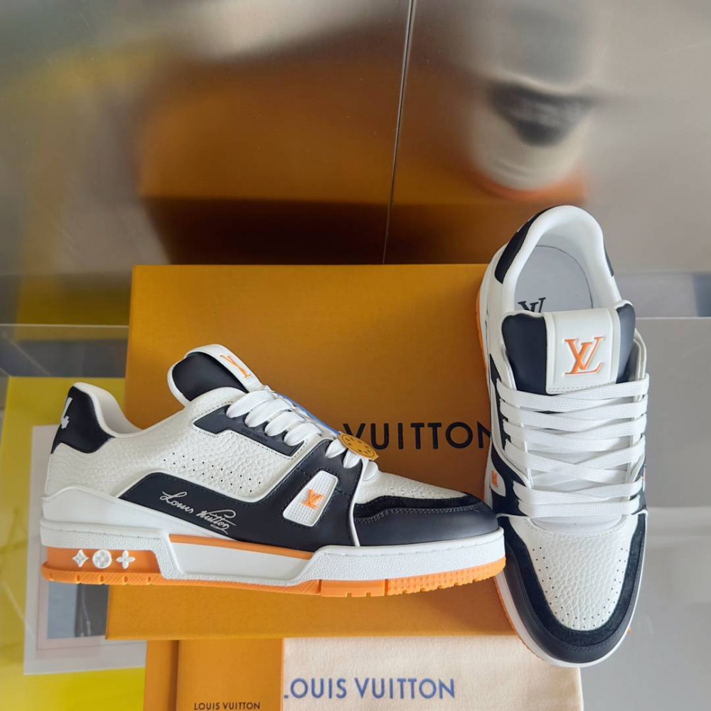 LV Trainer Sneaker Black/White and Orange-031