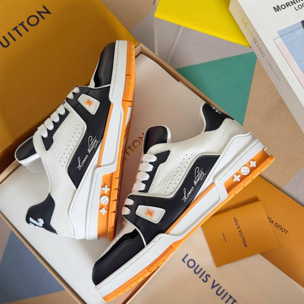 LV Trainer Sneaker Black/White and Orange-031