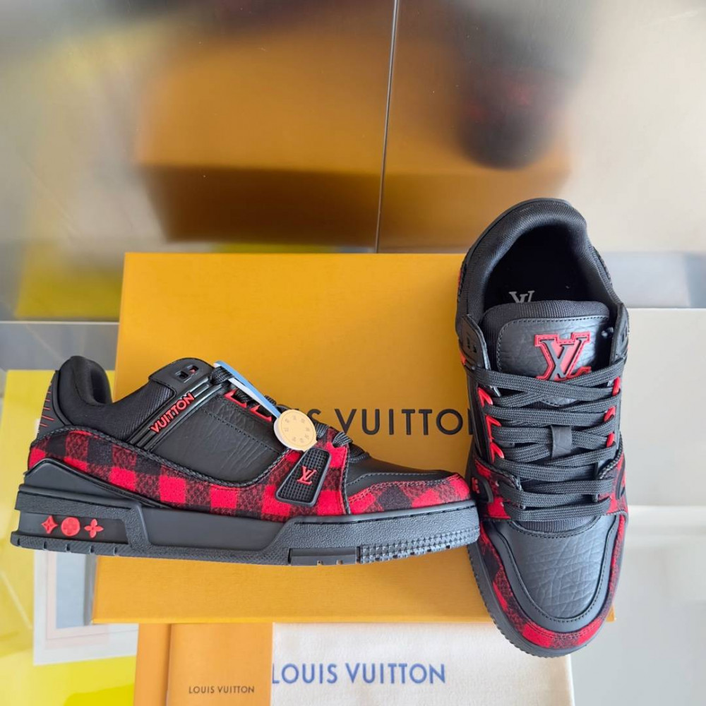 LV Trainer Sneaker Black and Red-038