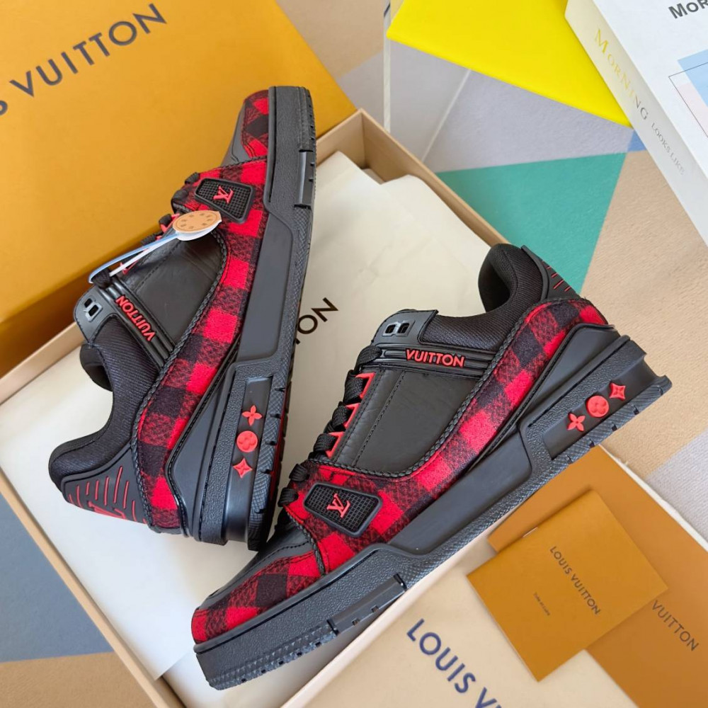 LV Trainer Sneaker Black and Red-038