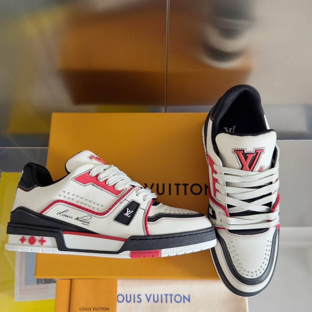 LV Trainer Sneaker Black/White and Red-042