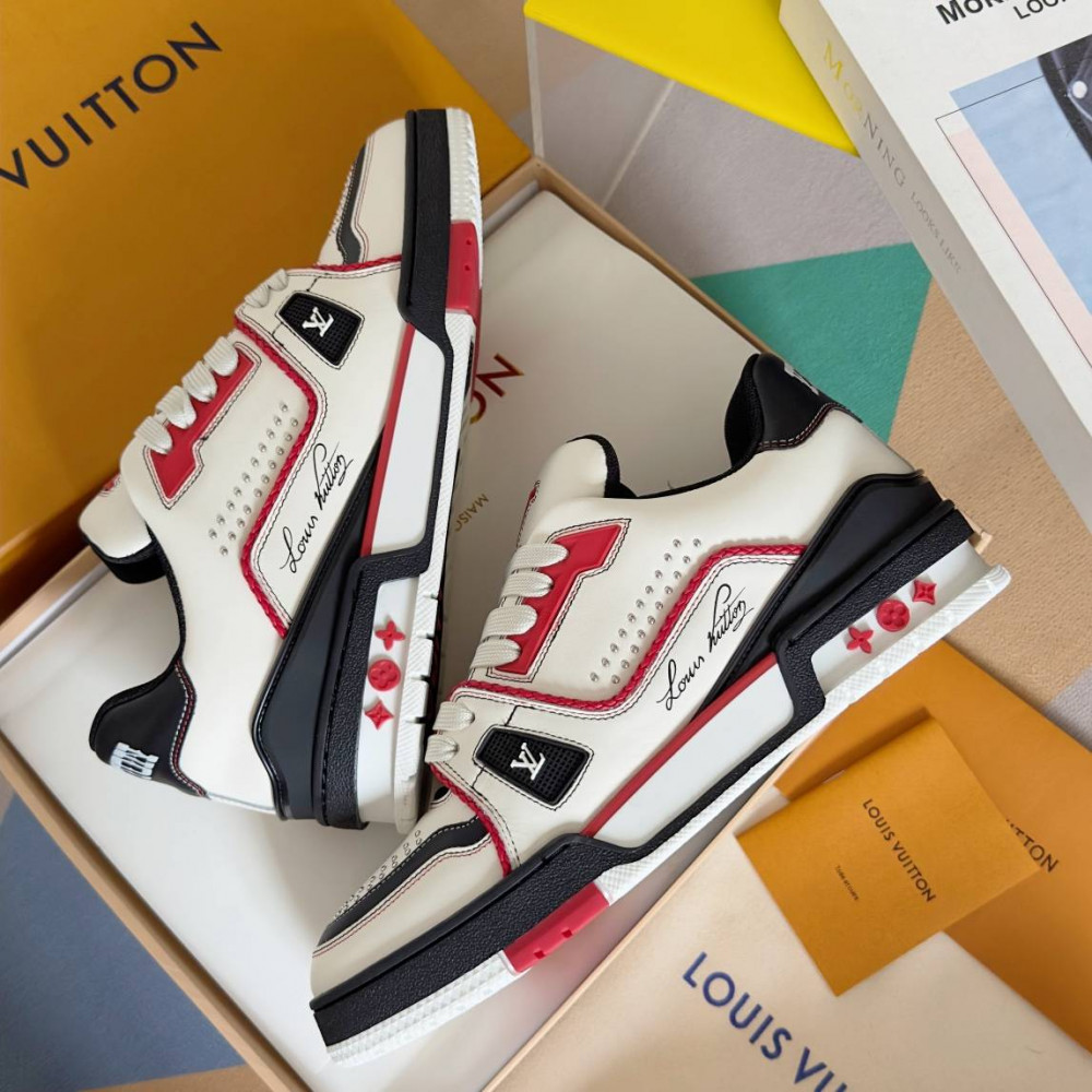 LV Trainer Sneaker Black/White and Red-042