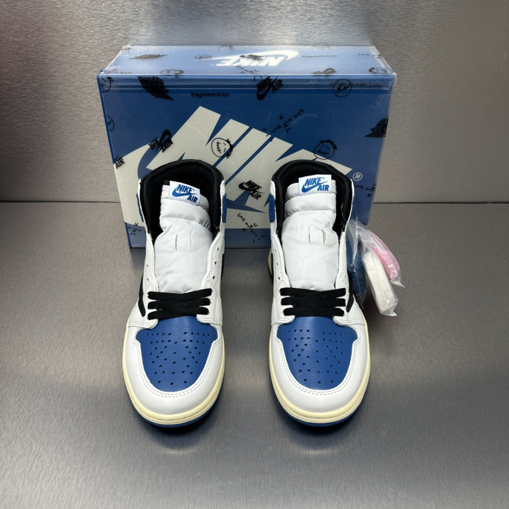 Air Jordan 1 Retro High x Fragment Design x Travis Scott 'Sail Black Military Blue'