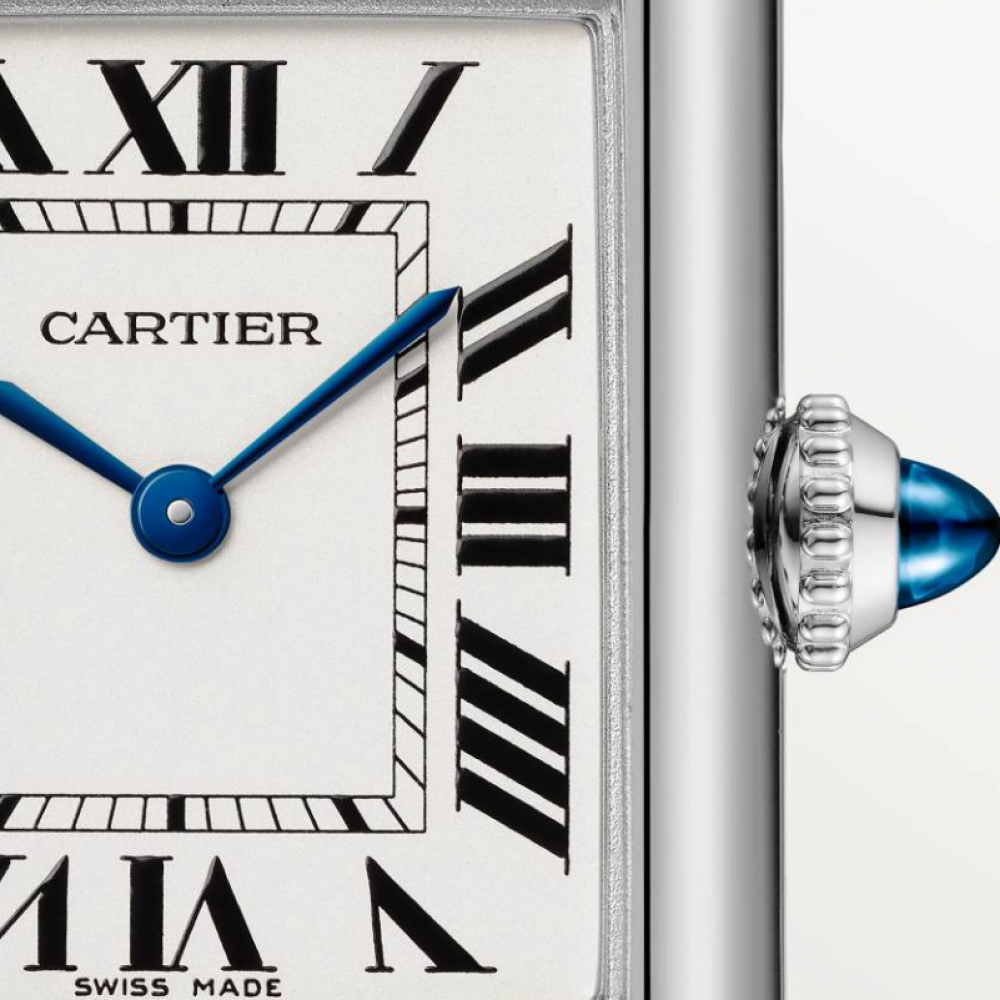 Cartier Watch Tank Must Silver And Blue Pointer Belt