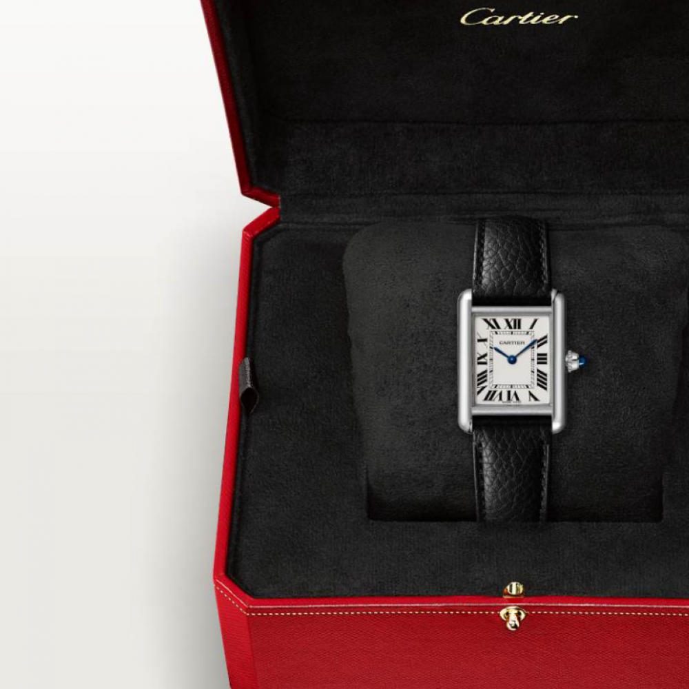 Cartier Watch Tank Must Silver And Blue Pointer Belt