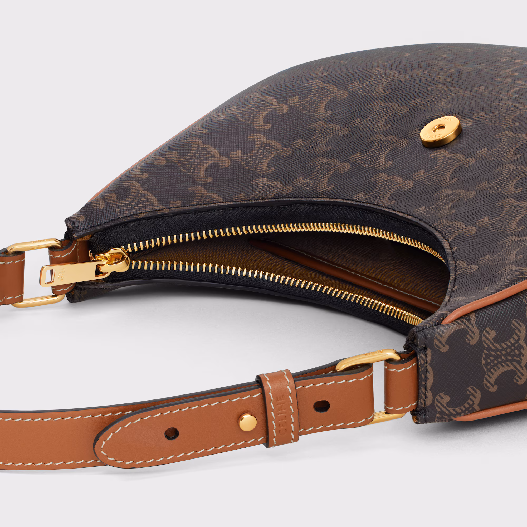 Celine Ava Triomphe Soft Bag In Smooth Calfskin Black