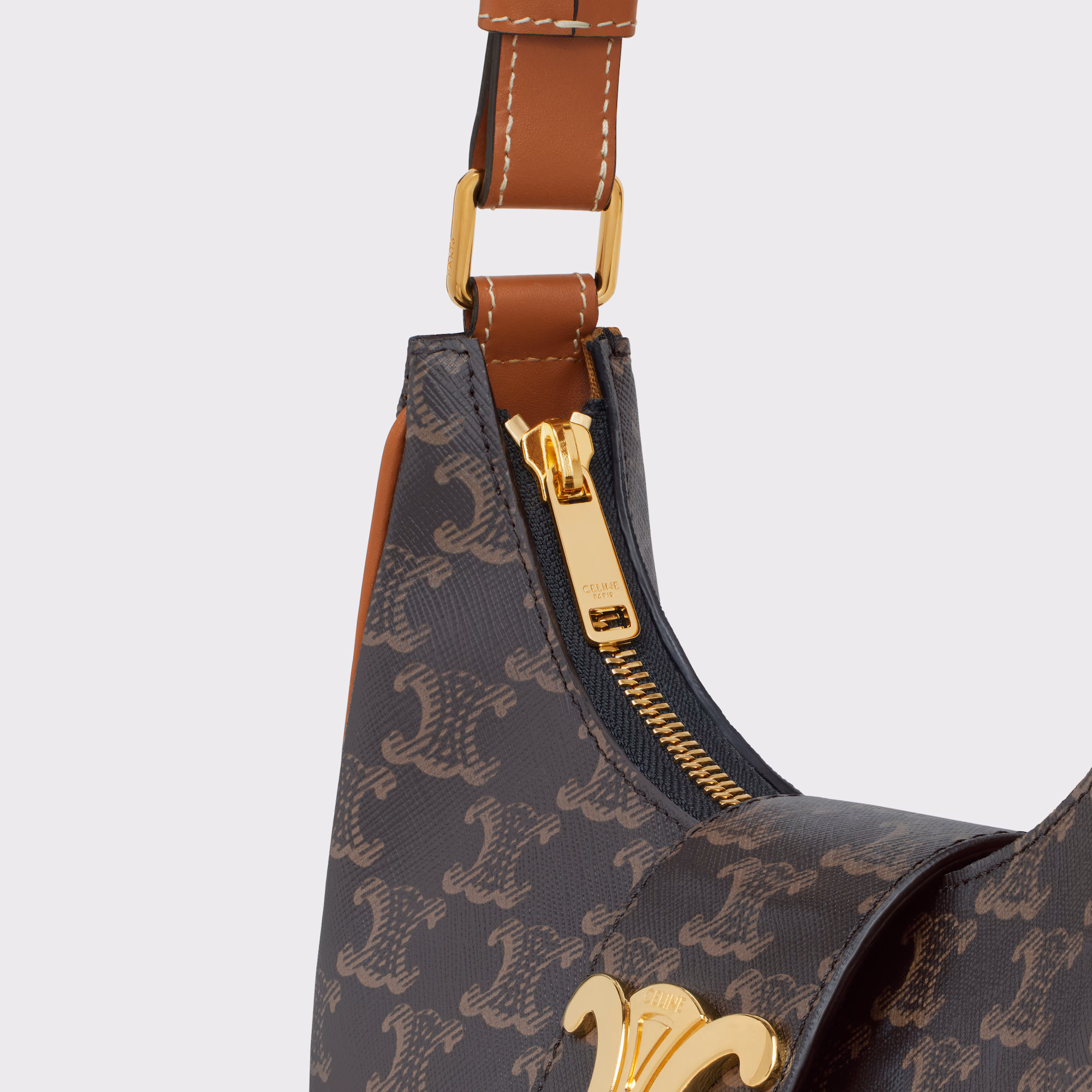 Celine Ava Triomphe Soft Bag In Smooth Calfskin Black