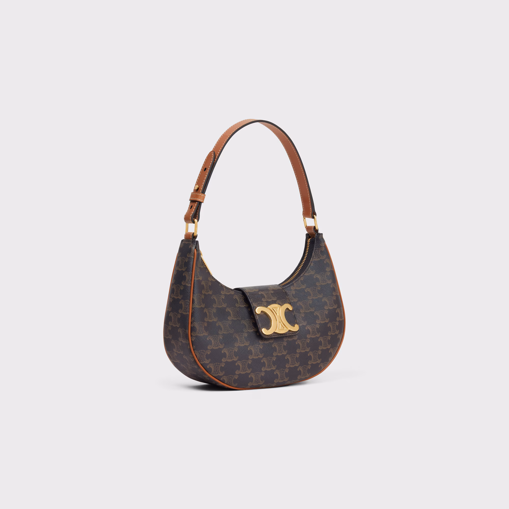 Celine Ava Triomphe Soft Bag In Smooth Calfskin Black